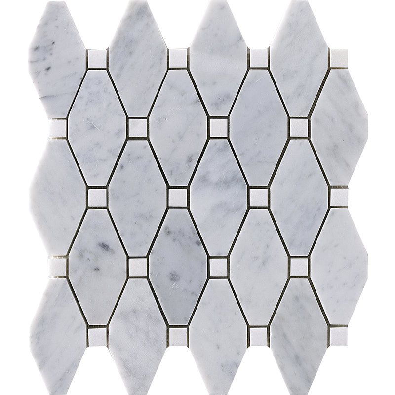 Happy Floors Natural Stone 11.2" x 10.3" Dot Elongated Hexagon Mosaic