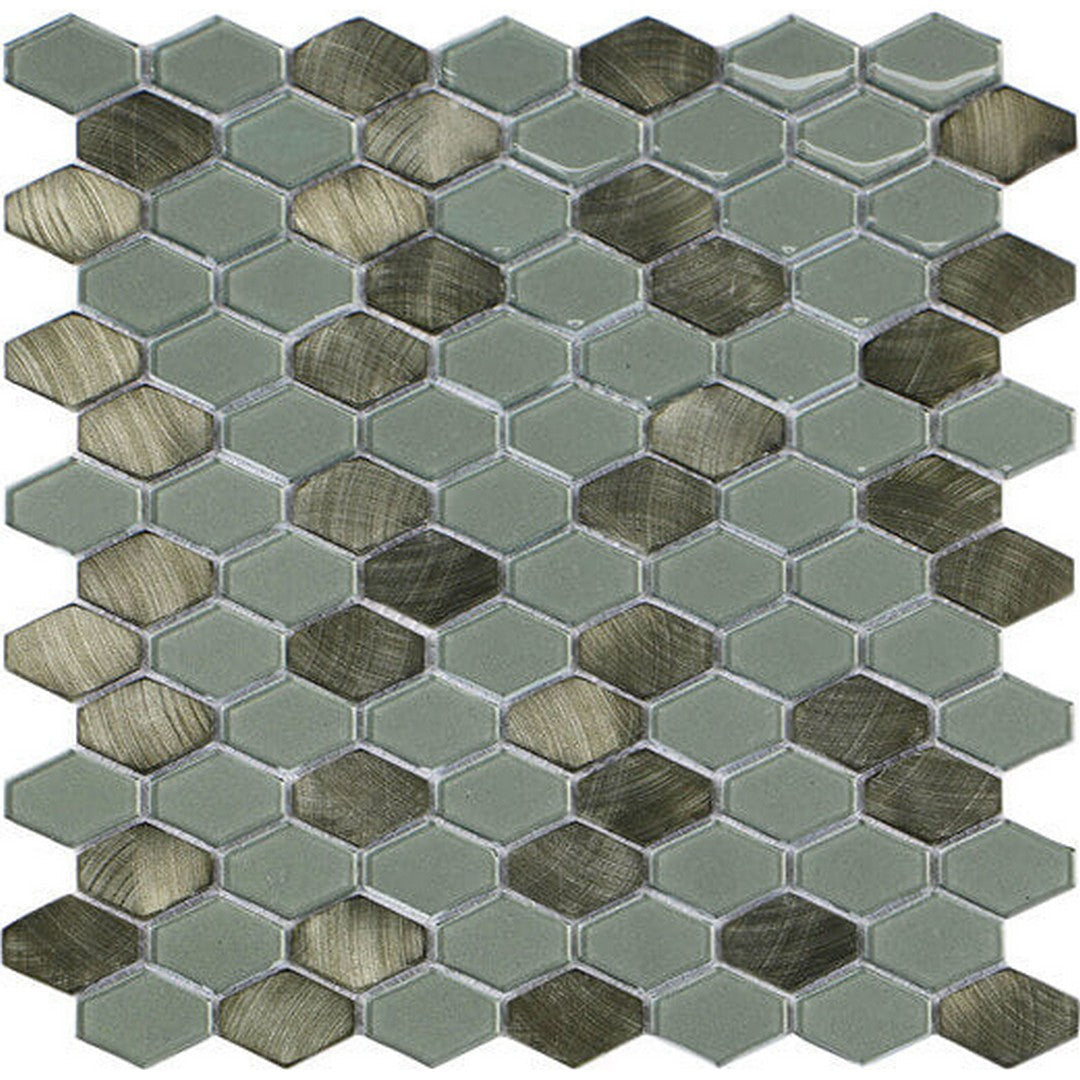Happy Floors Iridium 11.5" x 11.9" Hexagon Glass & Stone Mosaic