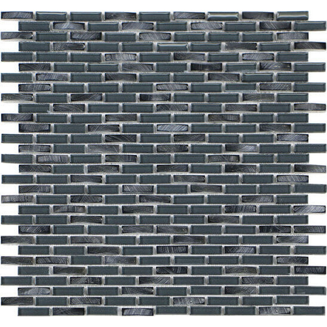 Happy Floors Iridium 11.9" x 12" Mini Brick Glass & Stone Mosaic