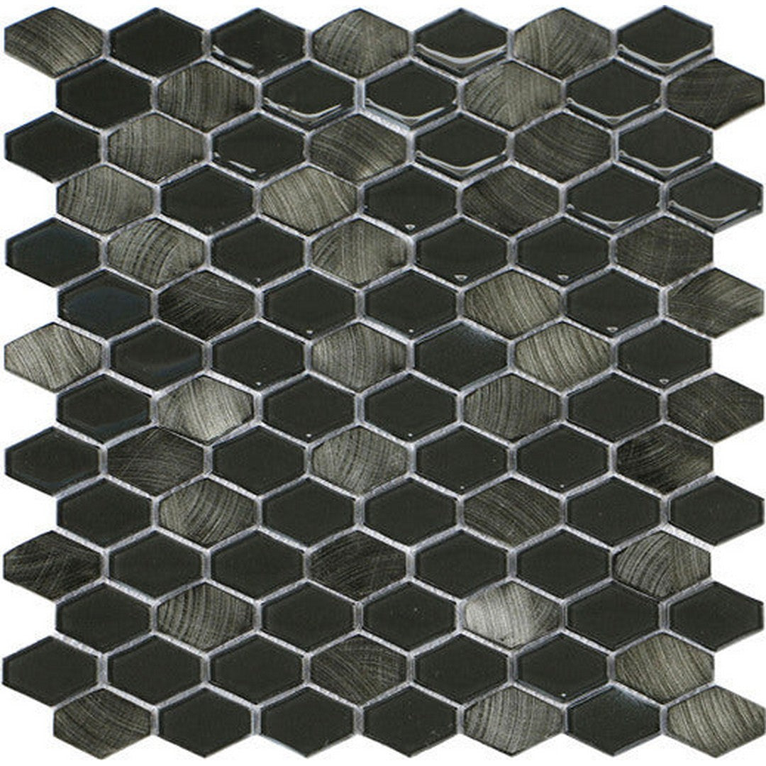 Happy Floors Iridium 11.5" x 11.9" Hexagon Glass & Stone Mosaic