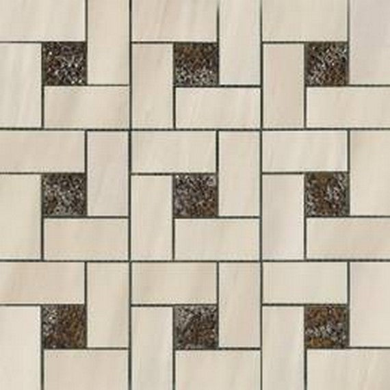 Happy Floors Dolomite 12" x 12" Polished Porcelain Pinwheel Mosaic