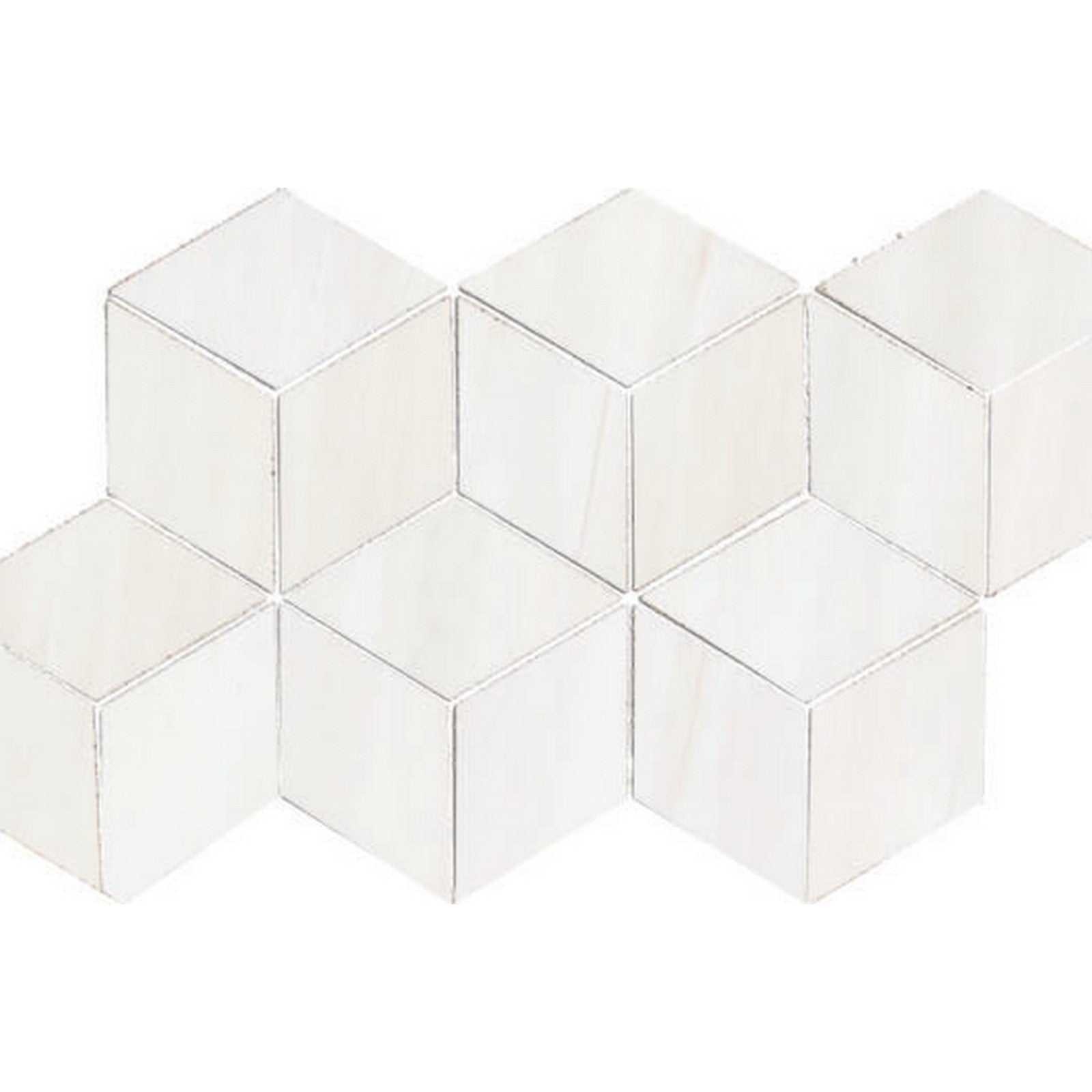 Happy Floors Dolomite 7" x 12" Polished Porcelain 3D Hex Mosaic
