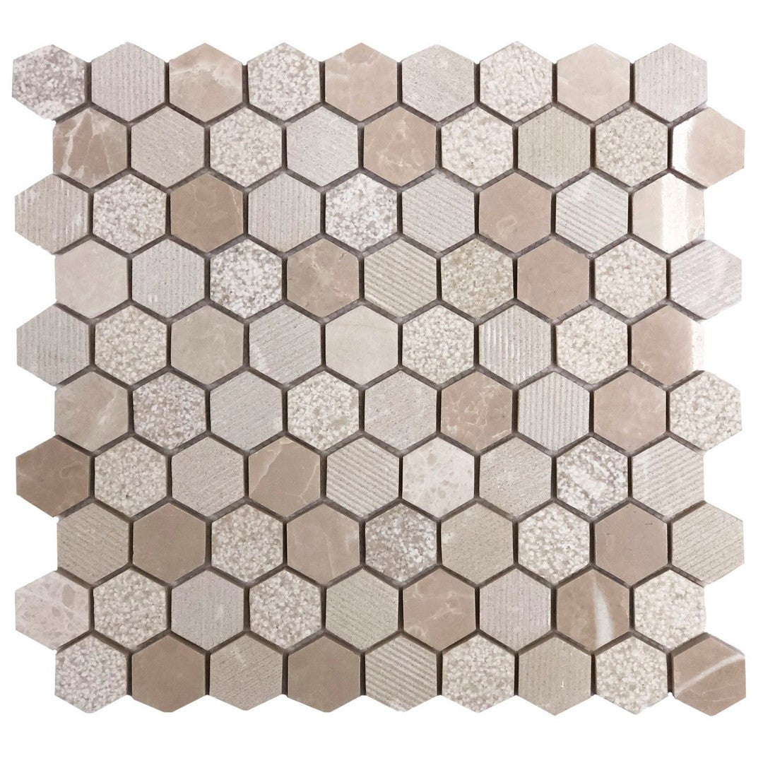 Ottimo-Stone-Hex-12-x-12-Glossy-1-Stone-Mosaic-Beige