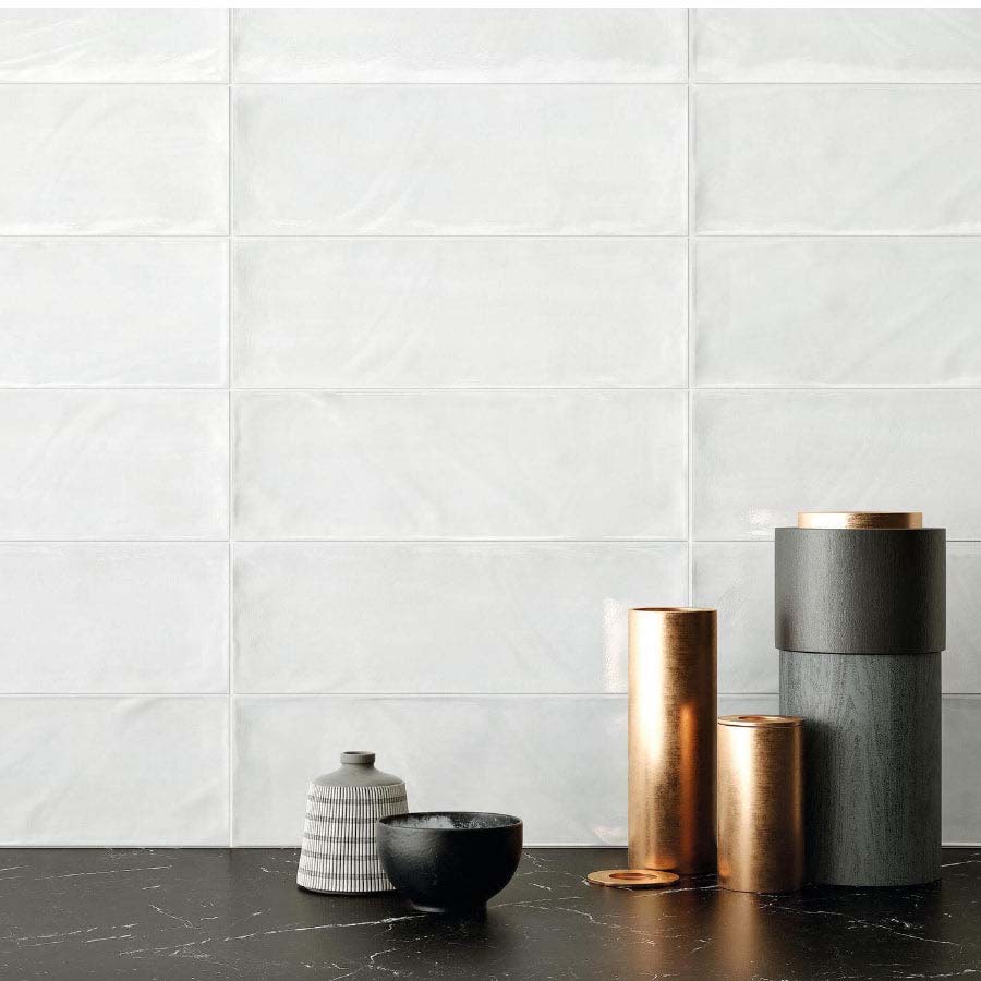 Happy Floors Titan 4" x 12" Pressed Glossy Ceramic Deco Edge Touch Wall Tile