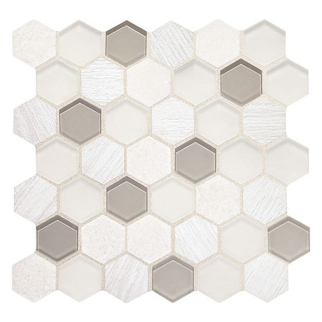 Daltile Idyllic Blends 11" x 11" Stone & Glass 2" Hexagon Mosaic