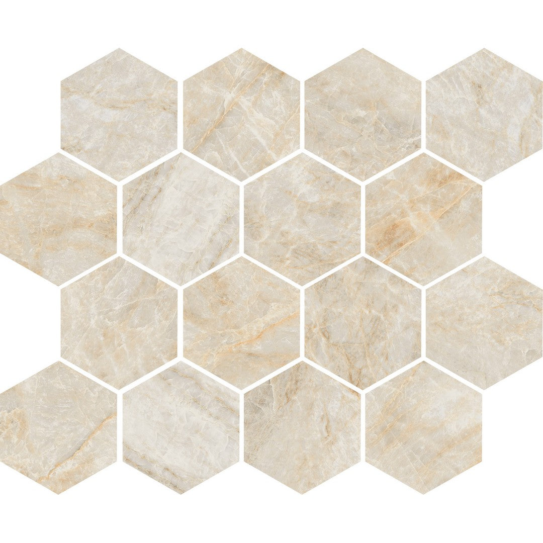 Tesoro Oyster 11" x 9.5" Rectified Matte 3" Hexagon Porcelain Mosaic