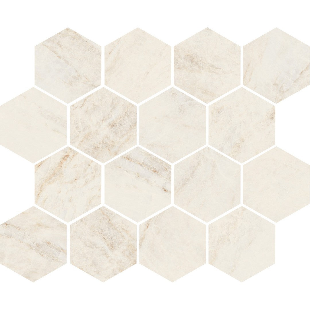 Tesoro Oyster 11" x 9.5" Rectified Matte 3" Hexagon Porcelain Mosaic
