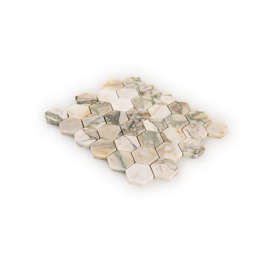 Jeffrey-Court-Marmo-Viaggio-10.25-x-11.63-Honed-2-Hexagon-Marble-Mosaic-Calacatta-Verde