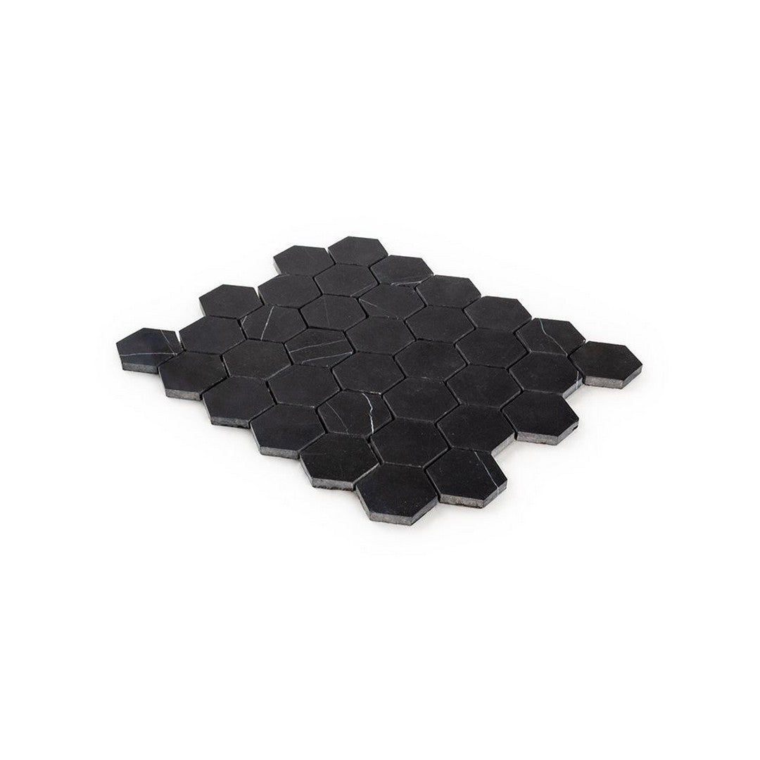 Jeffrey-Court-Marmo-Viaggio-9.38-x-10.75-Honed-2-Hexagon-Marble-Mosaic-Nero-Marquina