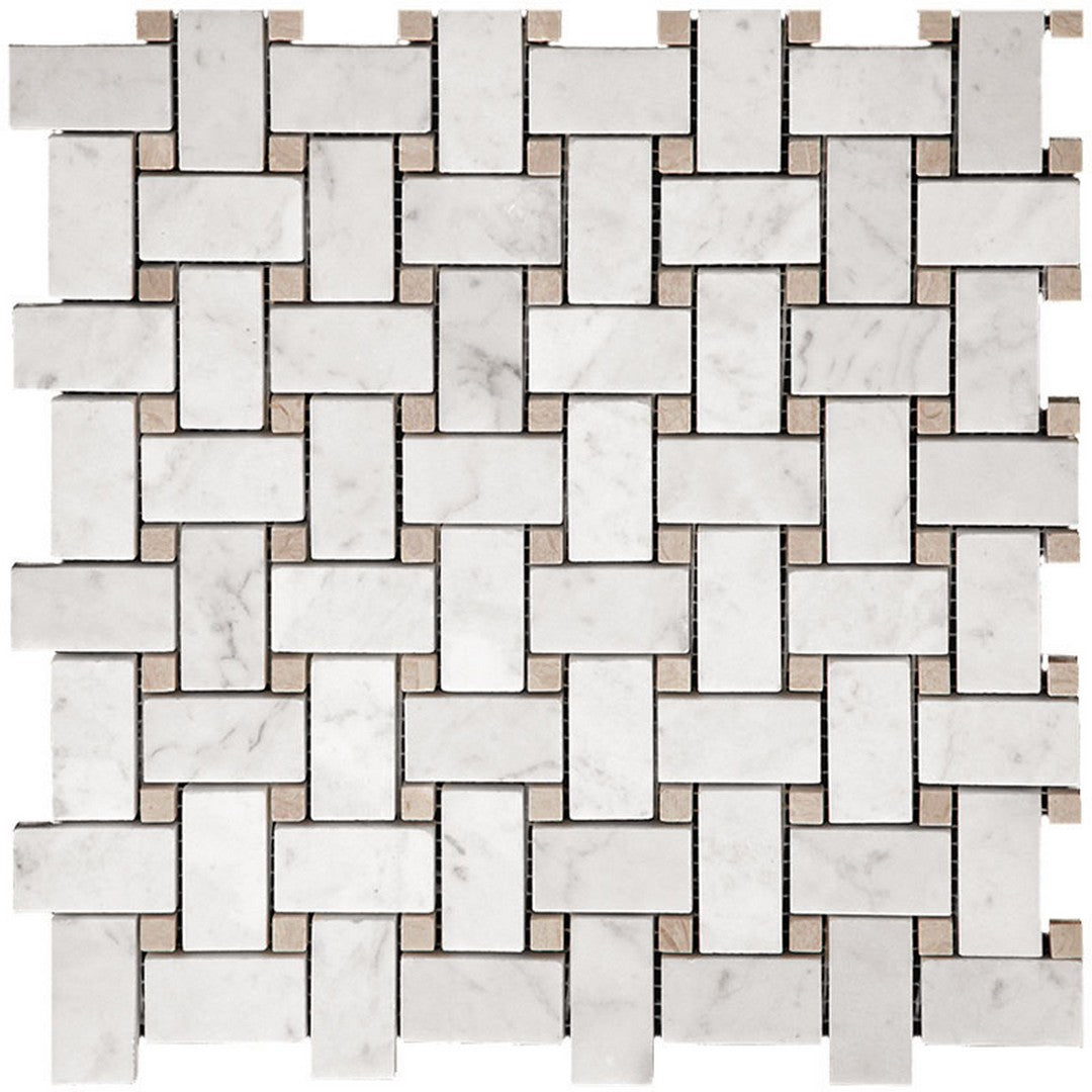 MiR Marbella 12" x 12" Polished Marble Weave Mosaic