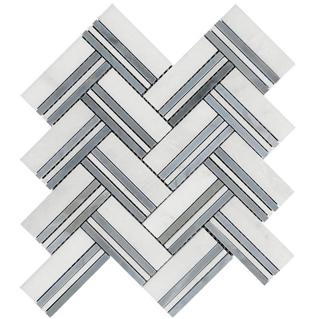 MiR Marbella 11.3" x 12" Polished Marble Herringbone Mosaic