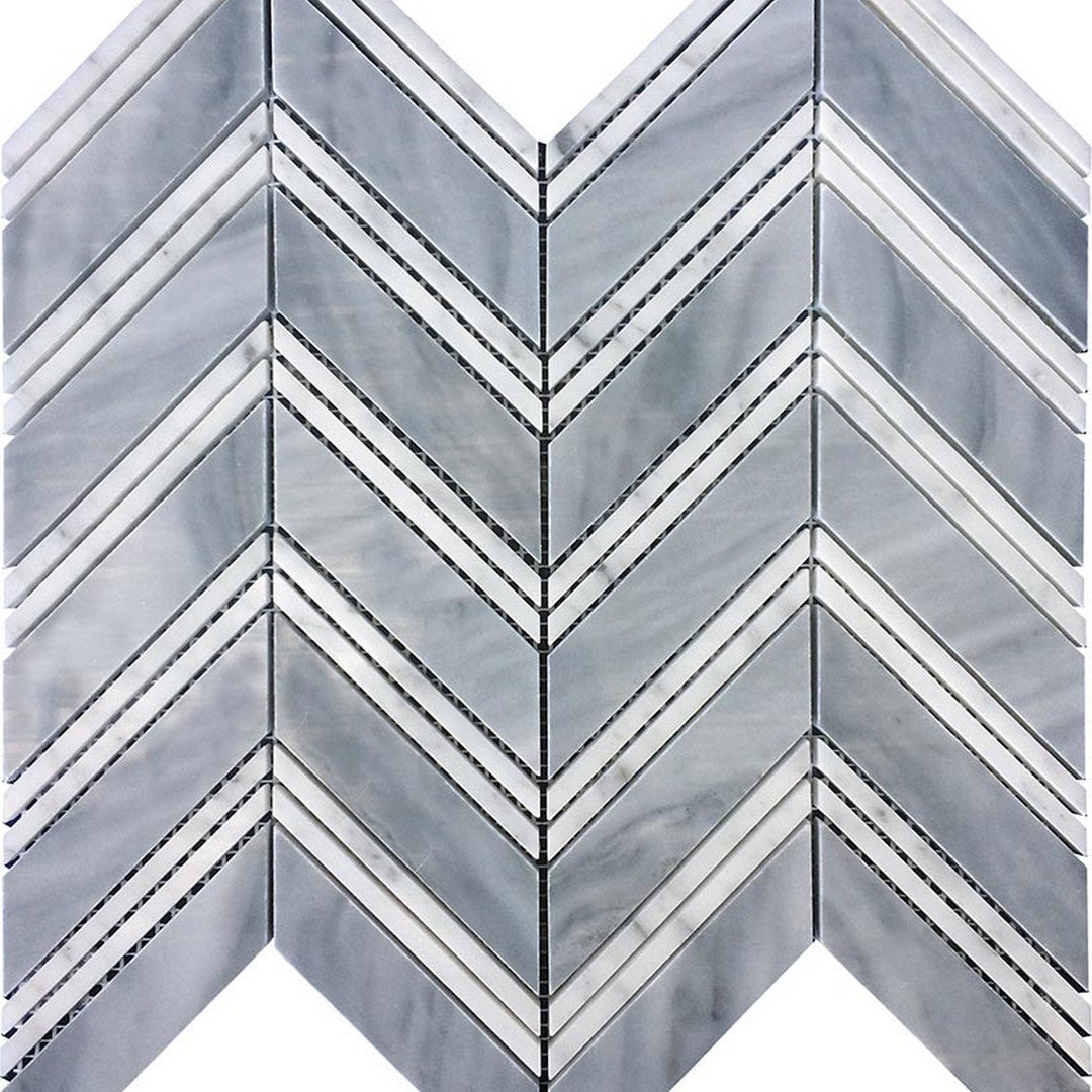 MiR Marbella 11" x 11.8" Polished Marble Chevron Mosaic