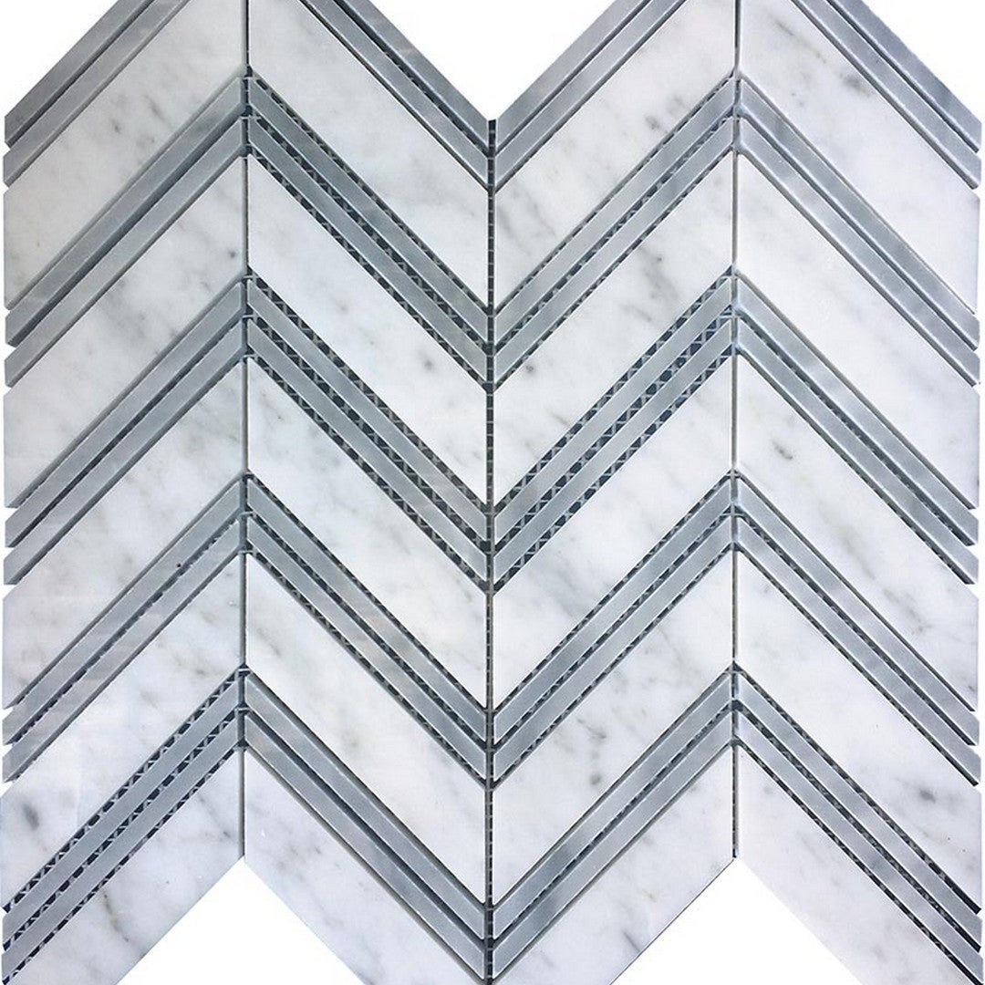 MiR Marbella 11" x 11.8" Polished Marble Chevron Mosaic