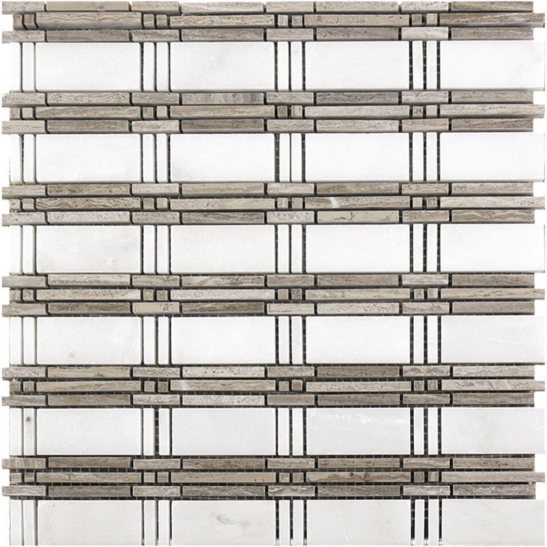 MiR Marbella 12" x 12" Polished Marble Weave Mosaic