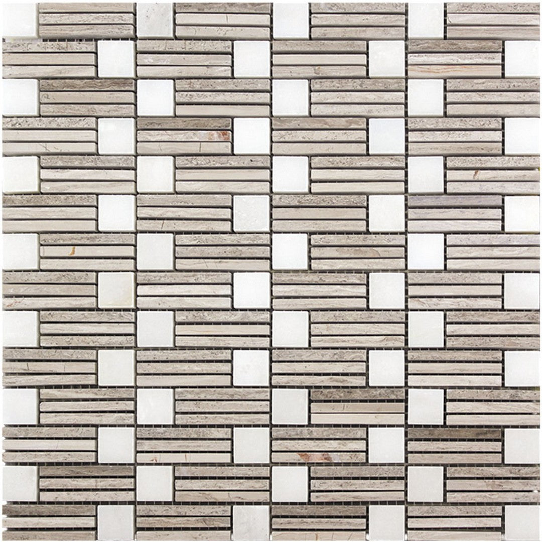 MiR Marbella 12" x 12" Polished Marble Weave Mosaic