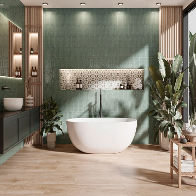 Maniscalco Stone Kaleidoscope 2.5" x 8" Glossy Ceramic Undulated Tile