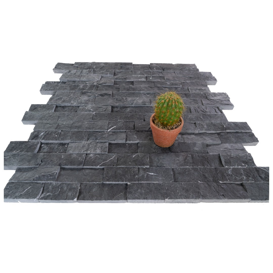 Keystone-Black-Marble-6"-x-24"-Natural-Ledger-Stone-Mosaic-Black-Marble