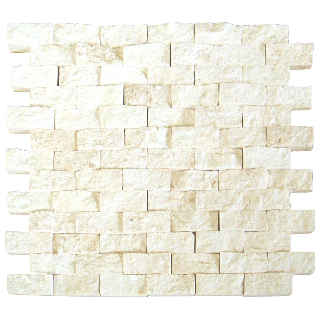 Keystone Shell Beach 12" x 12" Split Face Natural Stone 1x2" Mosaic