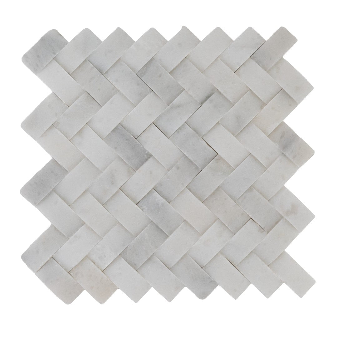 Keystone Snow White 12" x 12" Honed Natural Stone Herringbone Mosaic