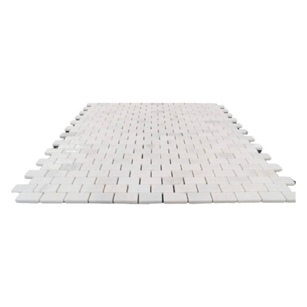 Keystone-Snow-White-12"-x-12"-Tumbled-Marble-1x2"-Mosaic-Snow-White