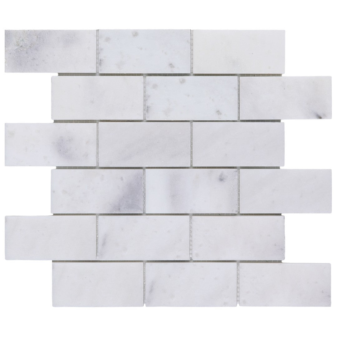Keystone Snow White 12" x 12" Polished Marble 2x4" Mosaic