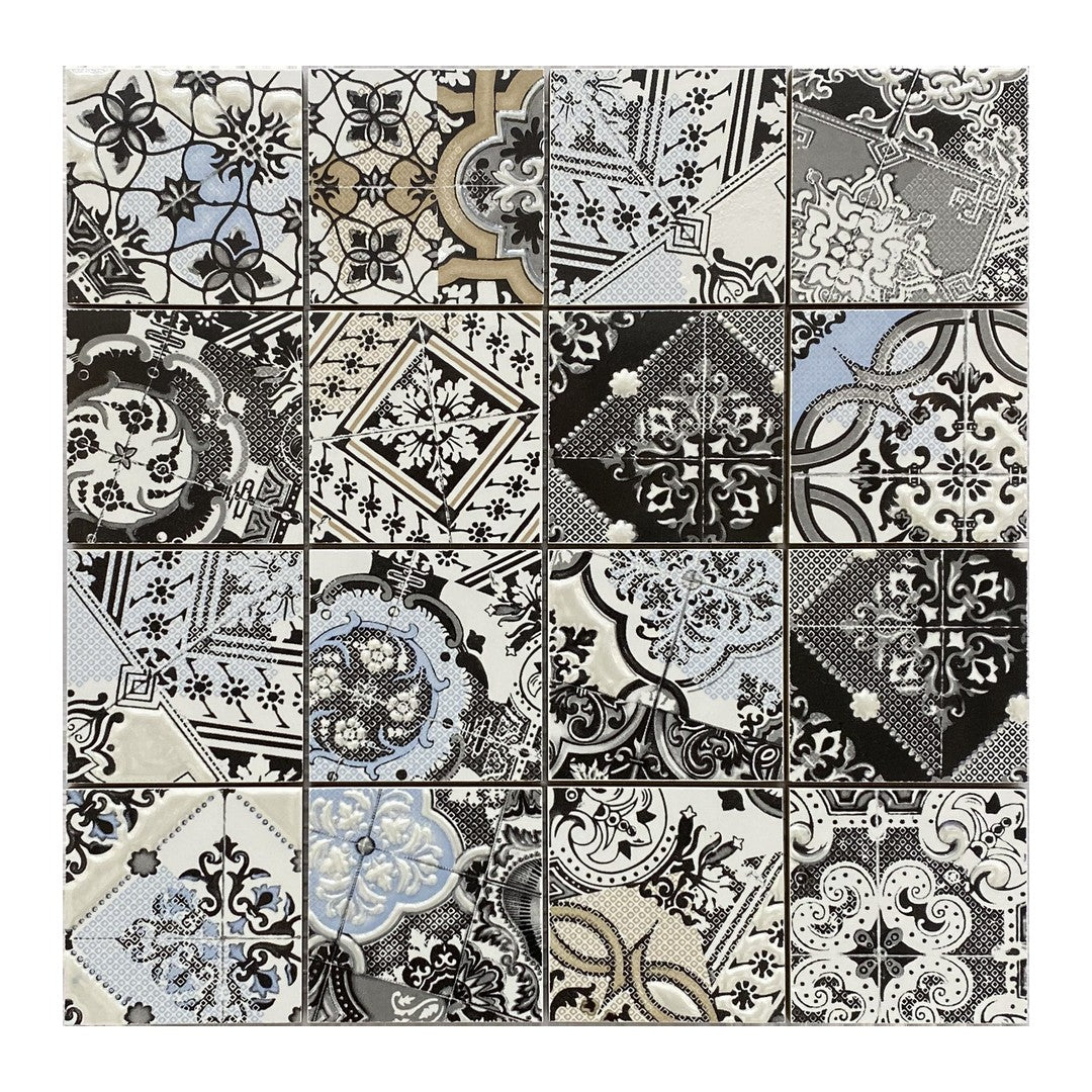 Keystone Mix Classic 12" x 12" Glossy Porcelain Mosaic