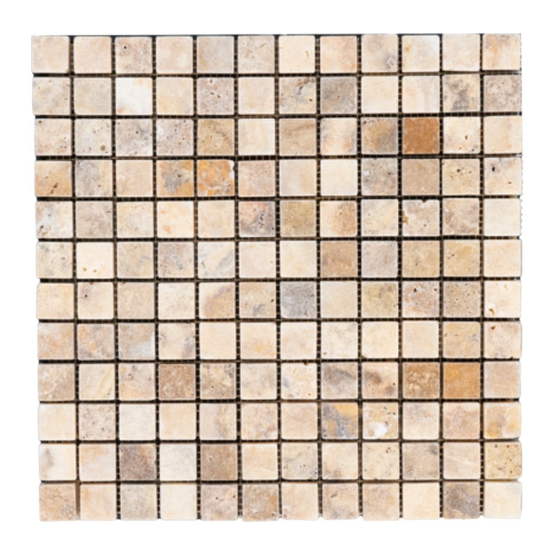 Keystone Escabesa 12" x 12" Tumbled Travertine 1" Mosaic