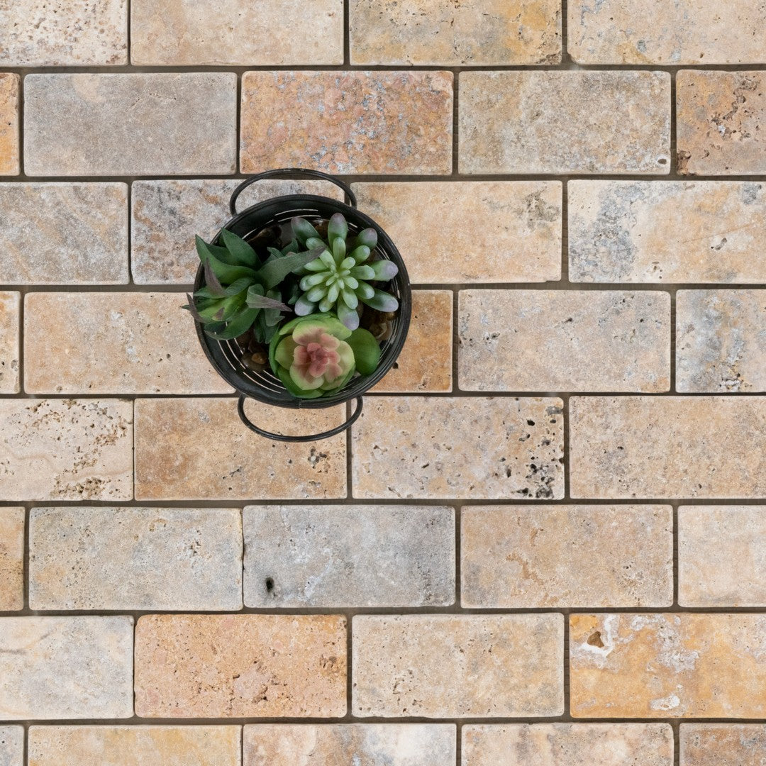 Keystone-Escabesa-12"-x-12"-Tumbled-Travertine-2x4"-Mosaic-Escabesa