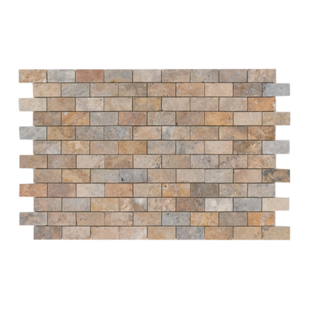 Keystone Escabesa 12" x 12" Tumbled Travertine 2x4" Mosaic