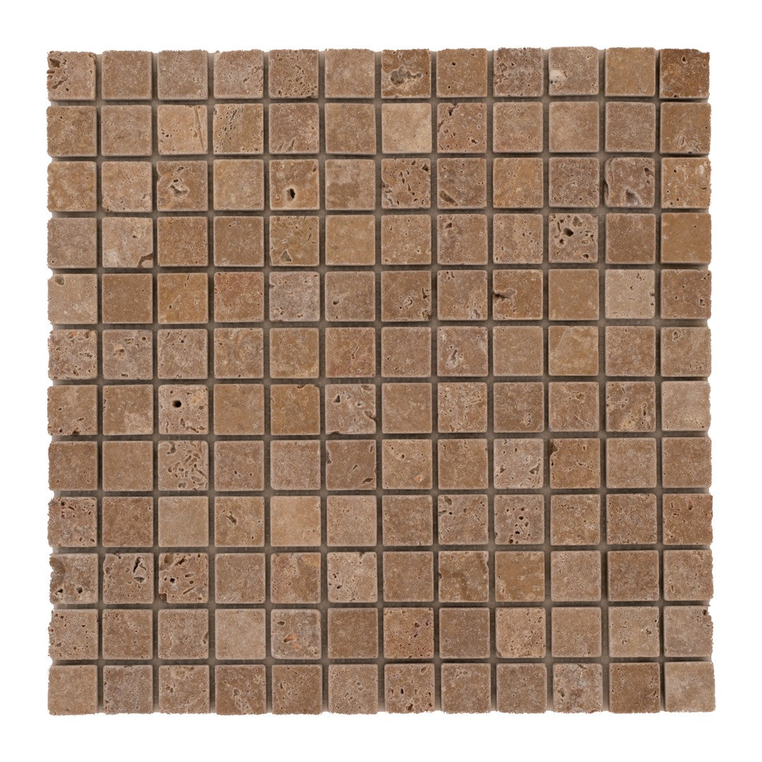 Keystone Noce 12" x 12" Tumbled Travertine Mosaic