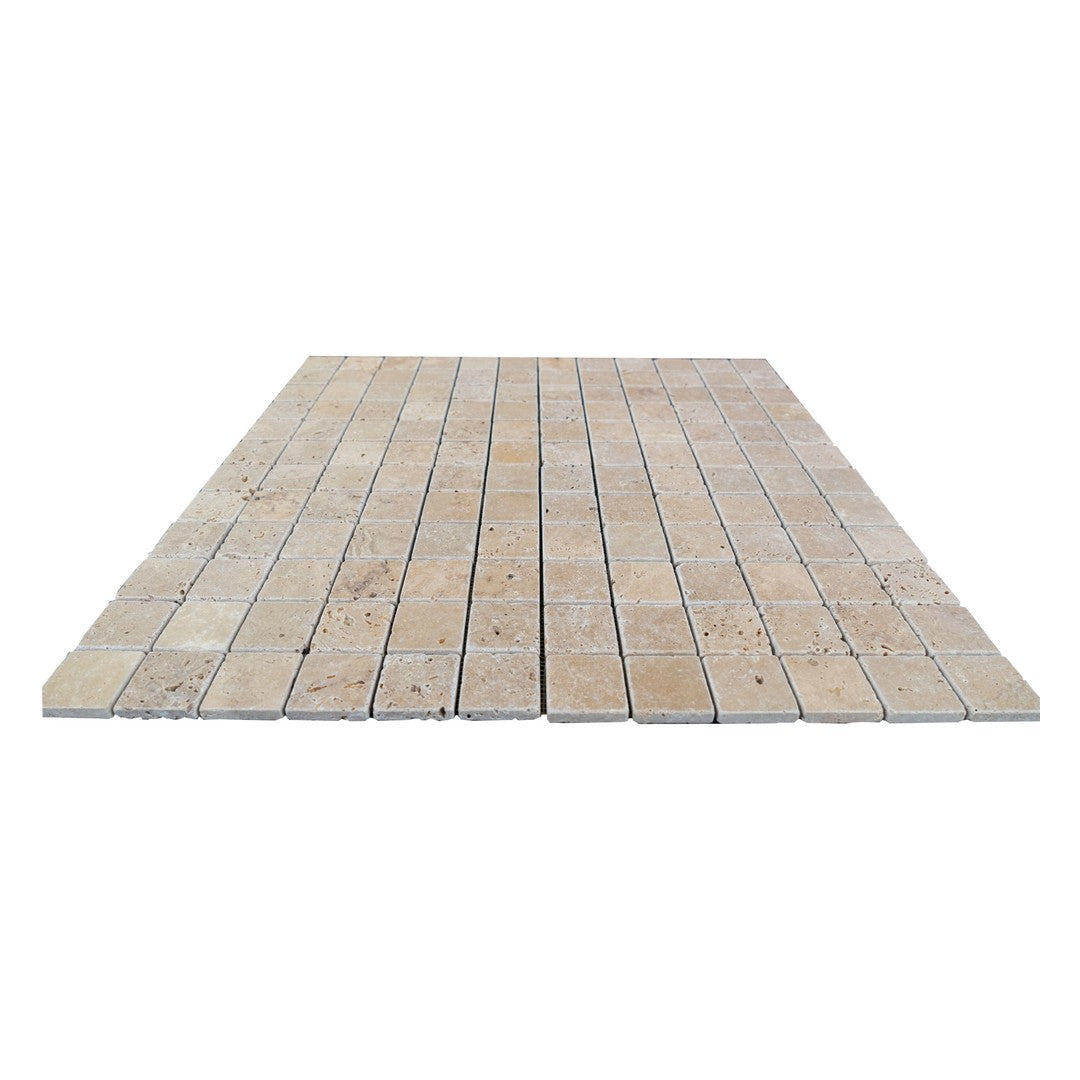 Keystone-Noce-12"-x-12"-Tumbled-Travertine-2"-Mosaic-Noce
