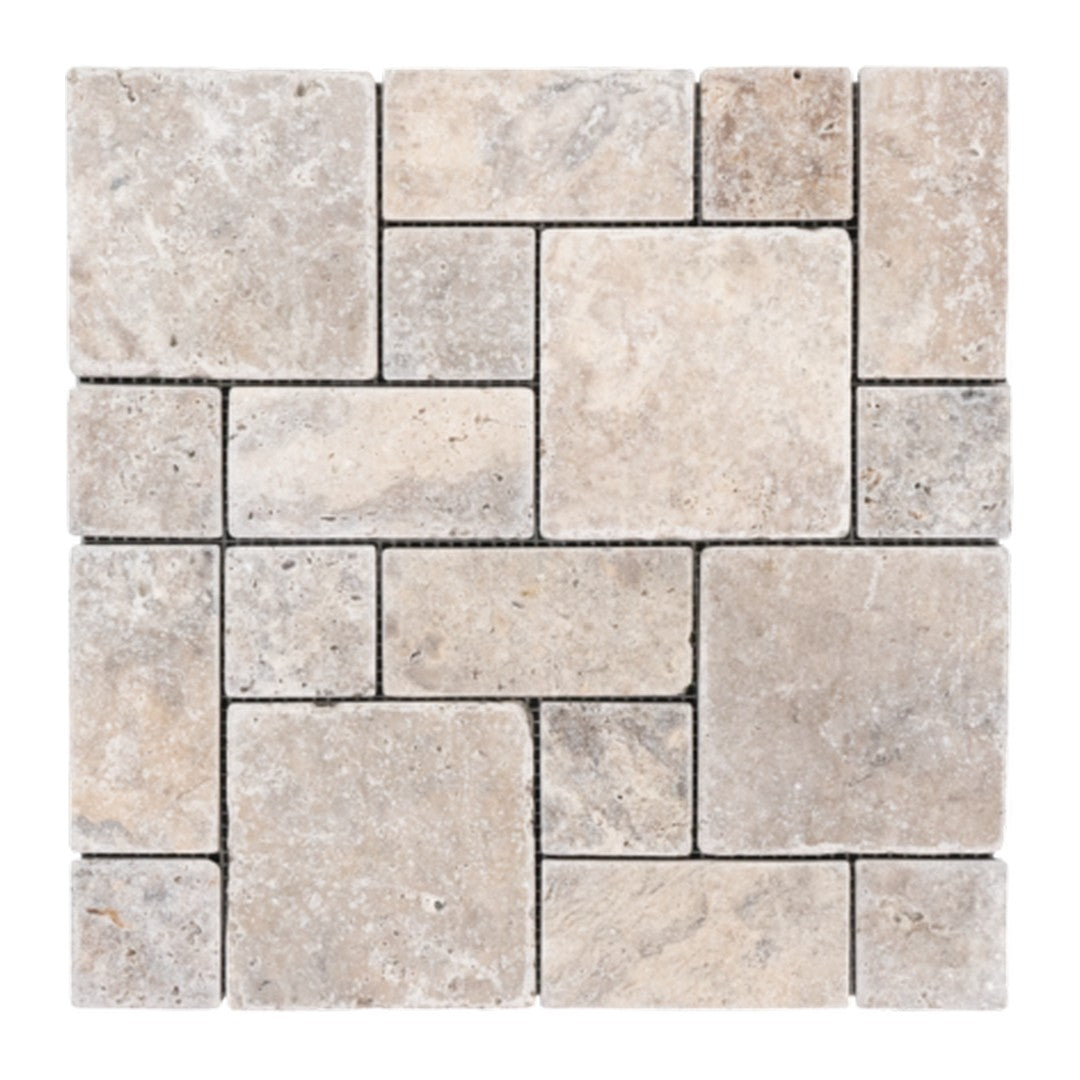 Keystone Nordic Silver 12" x 12" Tumbled Natural Stone Mini Pattern Mosaic