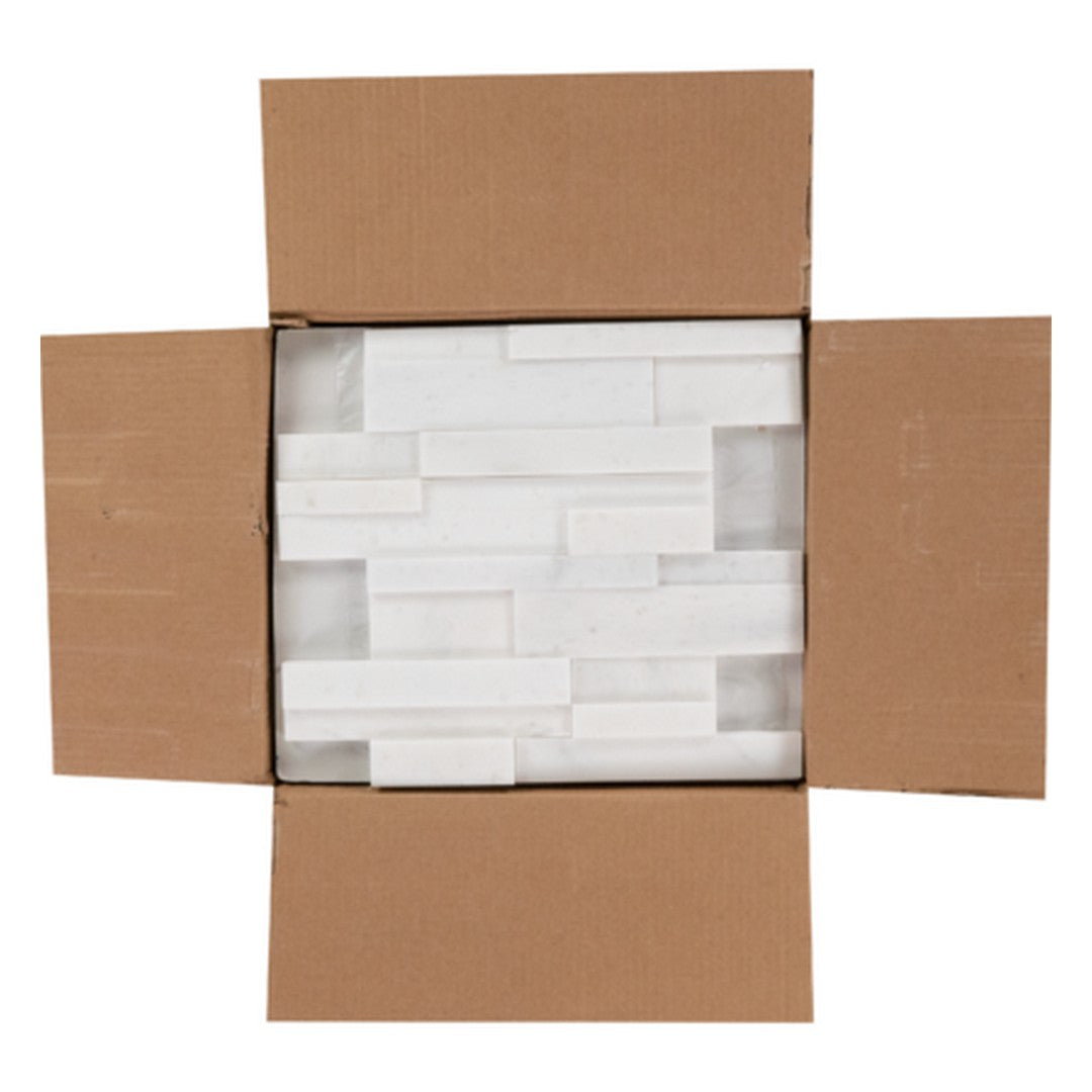 Keystone-Snow-White-12"-x-12"-Honed-Natural-Stone-3D-Panel-Mosaic-Snow-White
