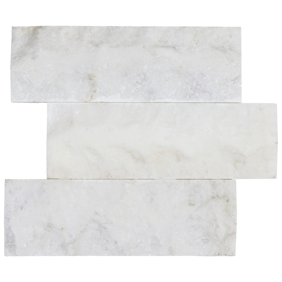 Keystone Snow White 4" x 12" Split Face Natural Stone Mosaic