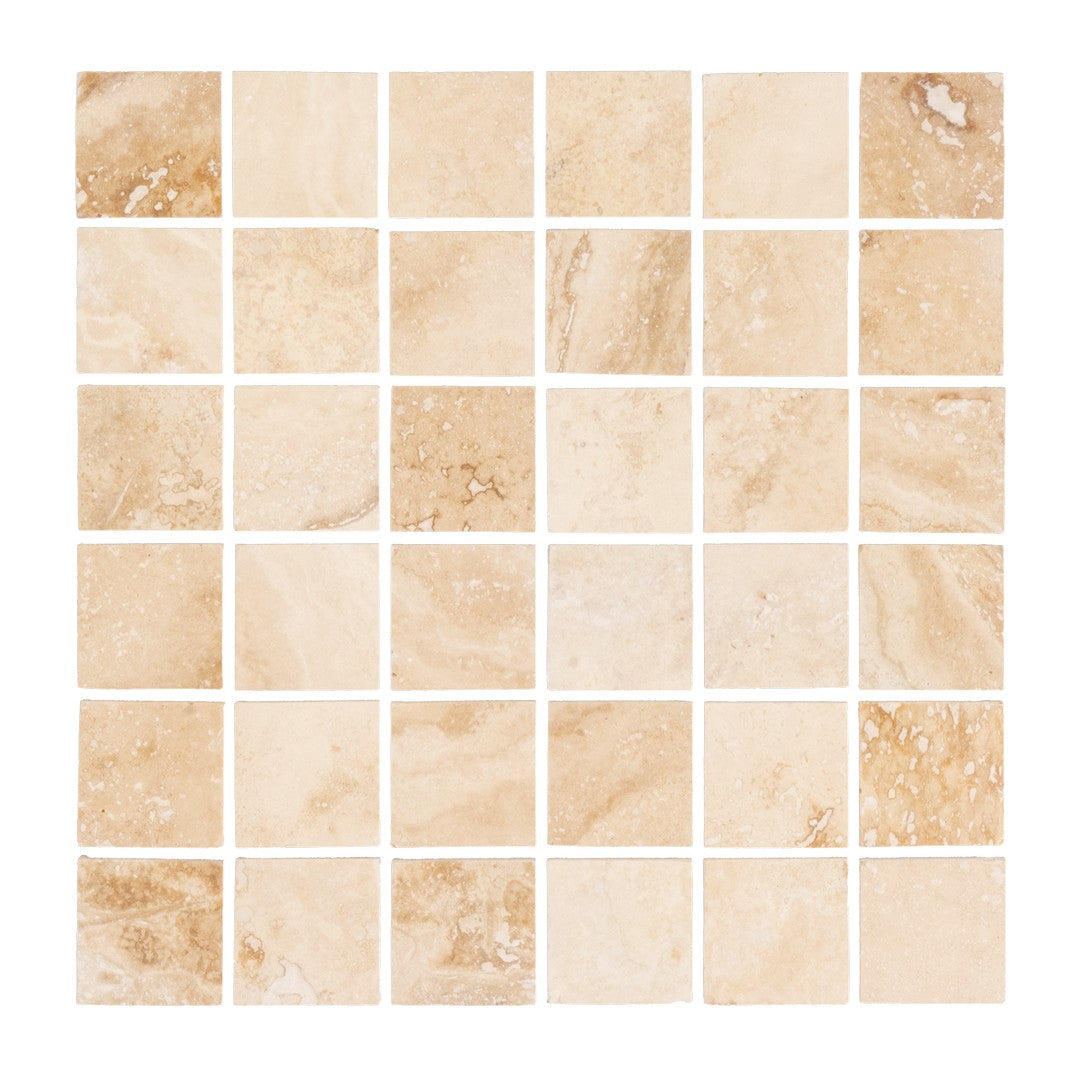 Keystone Tiramisu 12" x 12" Honed Travertine 2" Mosaic