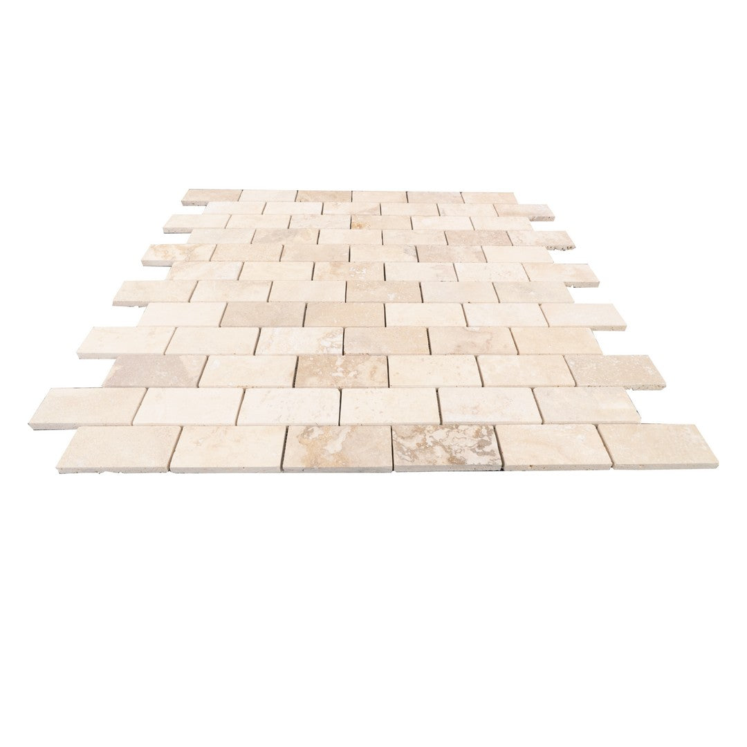 Keystone-Tiramisu-12"-x-12"-Honed-Travertine-2x4"-Mosaic-Tiramisu