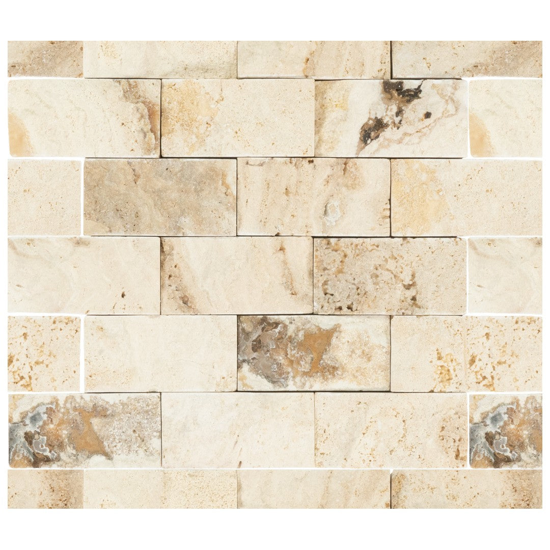 Keystone Tiramisu 12" x 12" Split Face Natural Stone 2x4" Mosaic