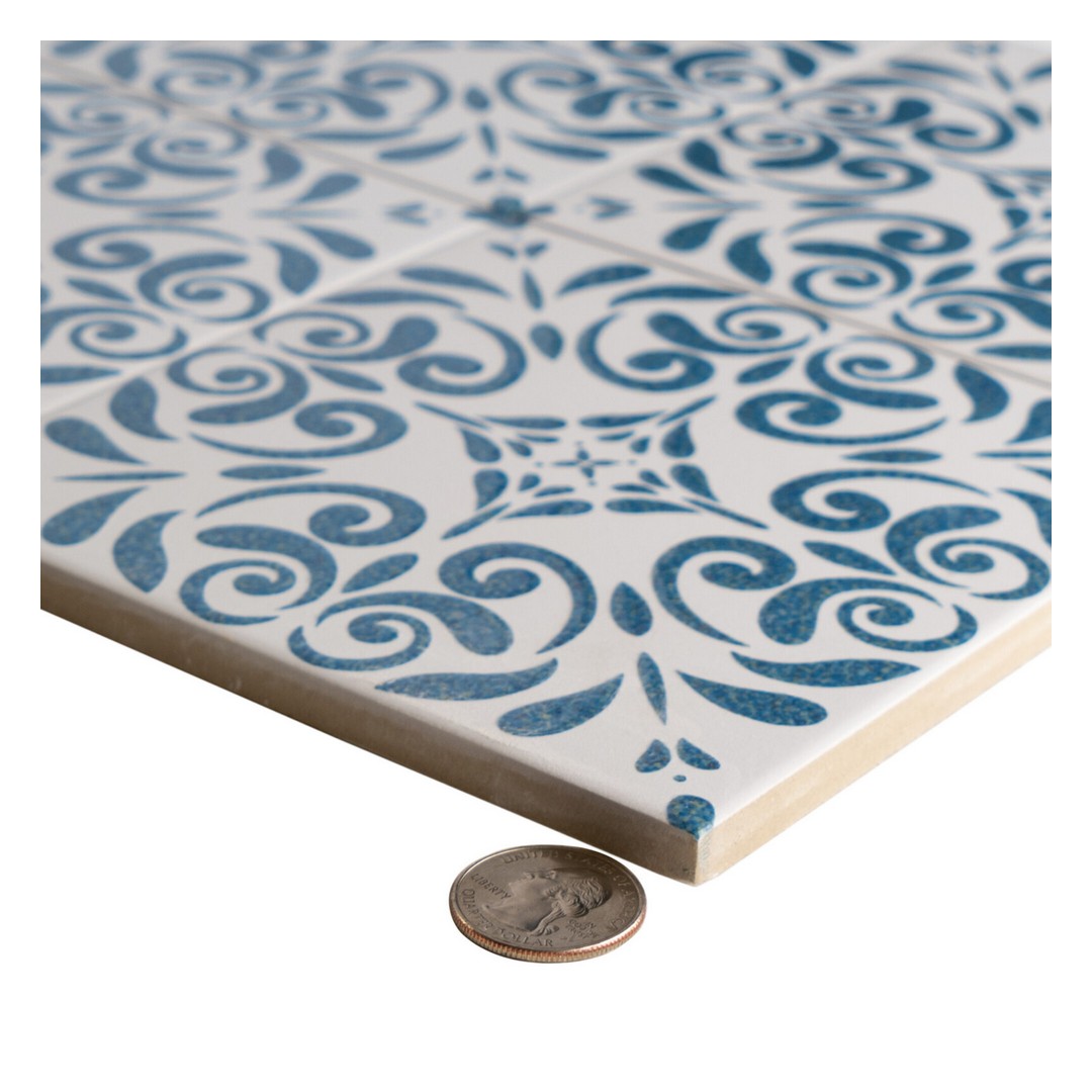 Keystone-Aquarel-Deco-6"-x-6"-Polished-Porcelain-Pool-Tile-Vega-Blue