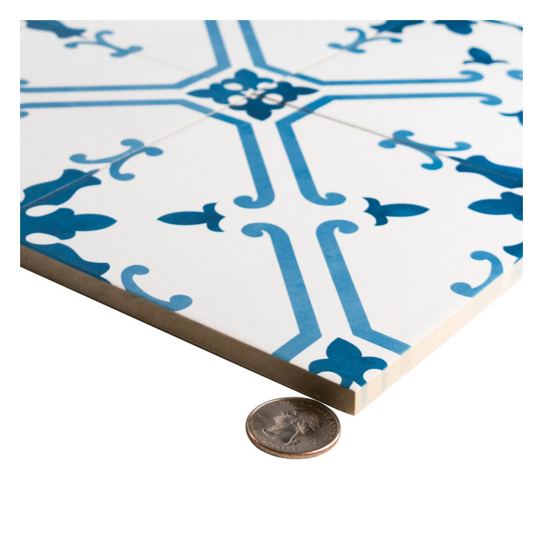 Keystone-Aquarel-Deco-6"-x-6"-Matte-Porcelain-Pool-Tile-Elektra-Blu