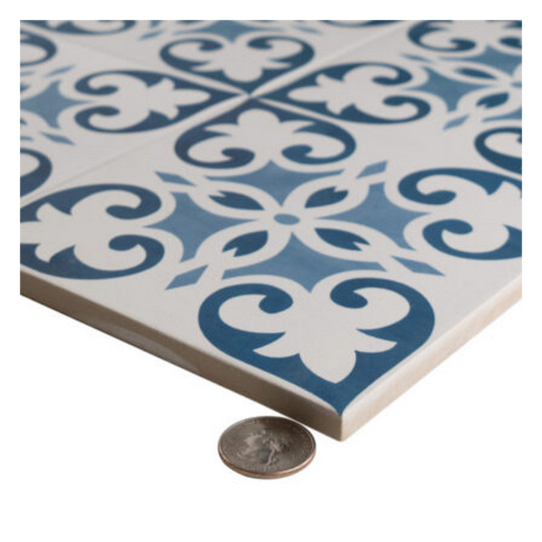 Keystone-Aquarel-Deco-6"-x-6"-Matte-Porcelain-Pool-Tile-Kaus-Blu