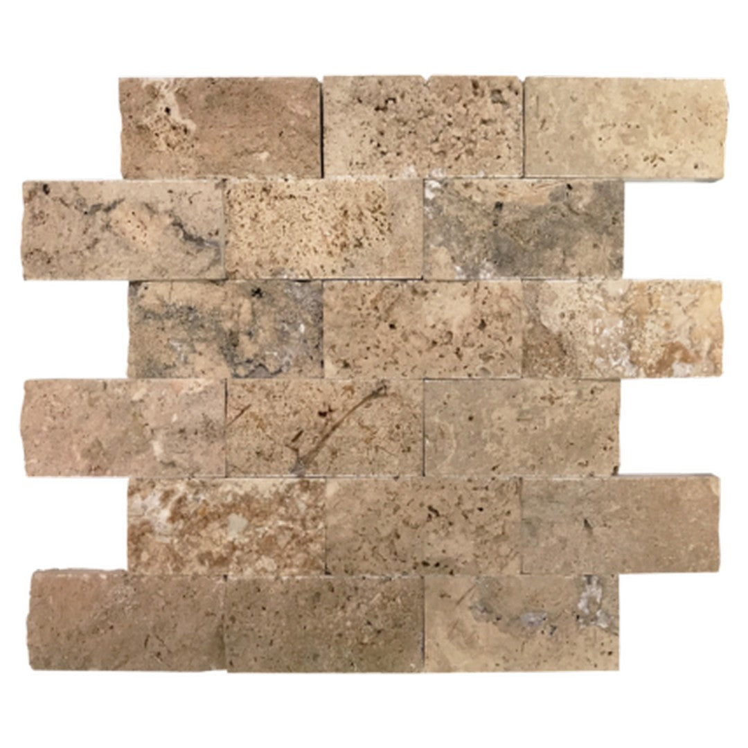 Keystone Tuscany Rustic 12" x 12" Split Face Natural Stone 2x4" Mosaic