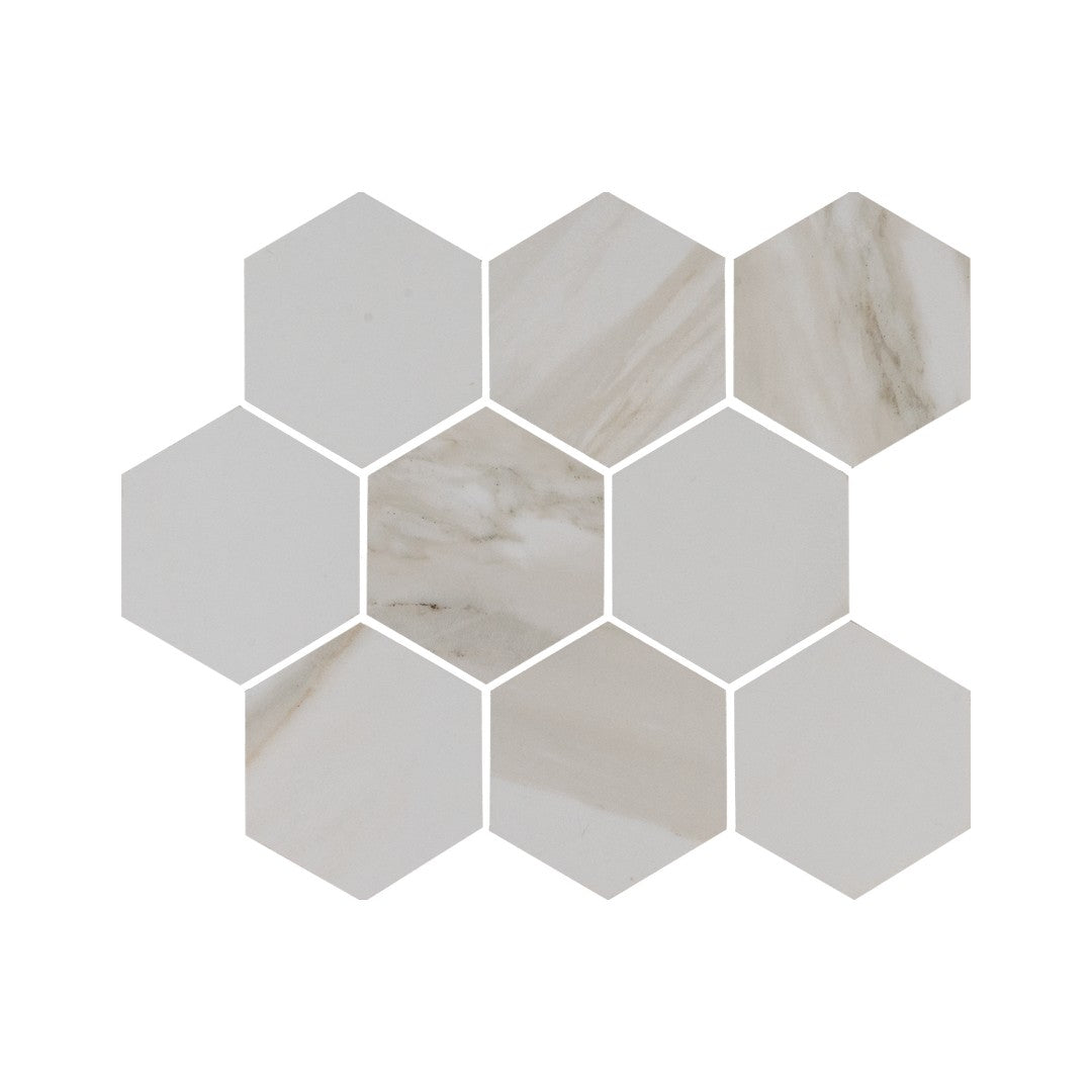 Keystone Calacatta 12" x 12" Matte Porcelain Hexagon Mosaic