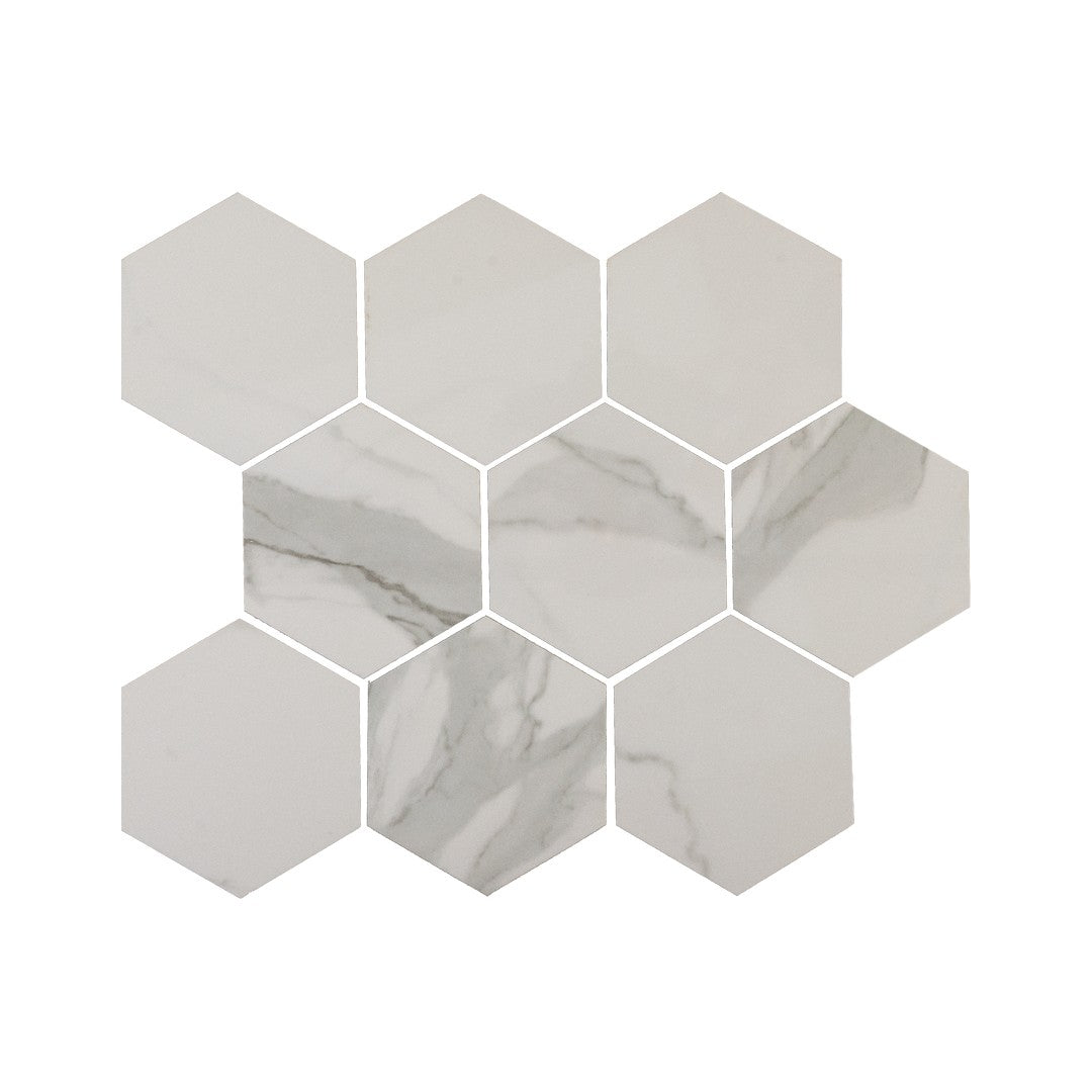 Keystone Marble Statuario 12" x 12" Polished Porcelain Hex Mosaic