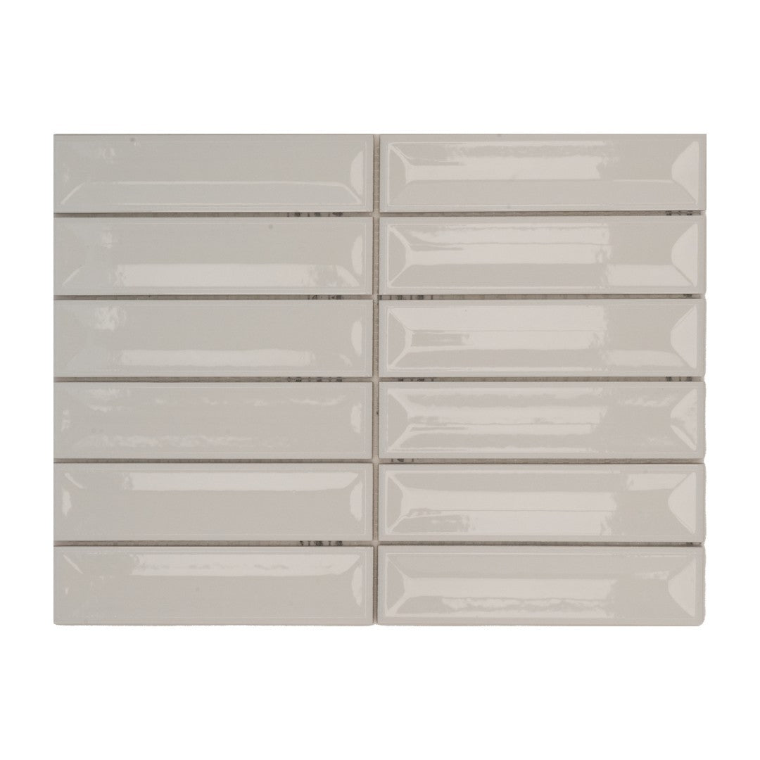 Keystone Flauti 12" x 12" Glossy Ceramic 2x8" Deco Mosaic