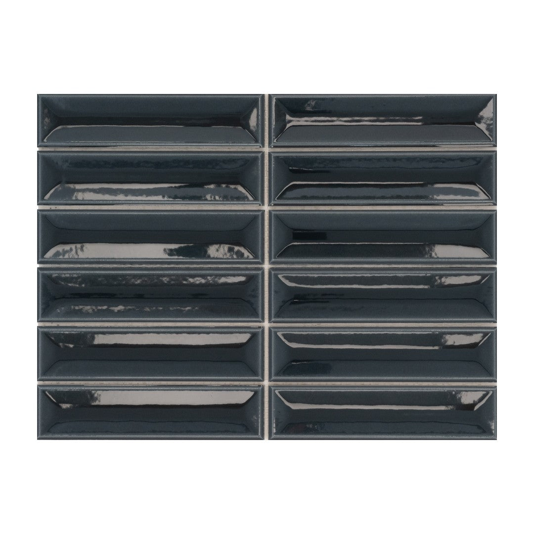 Keystone Flauti 12" x 12" Glossy Ceramic 2x8" Deco Mosaic