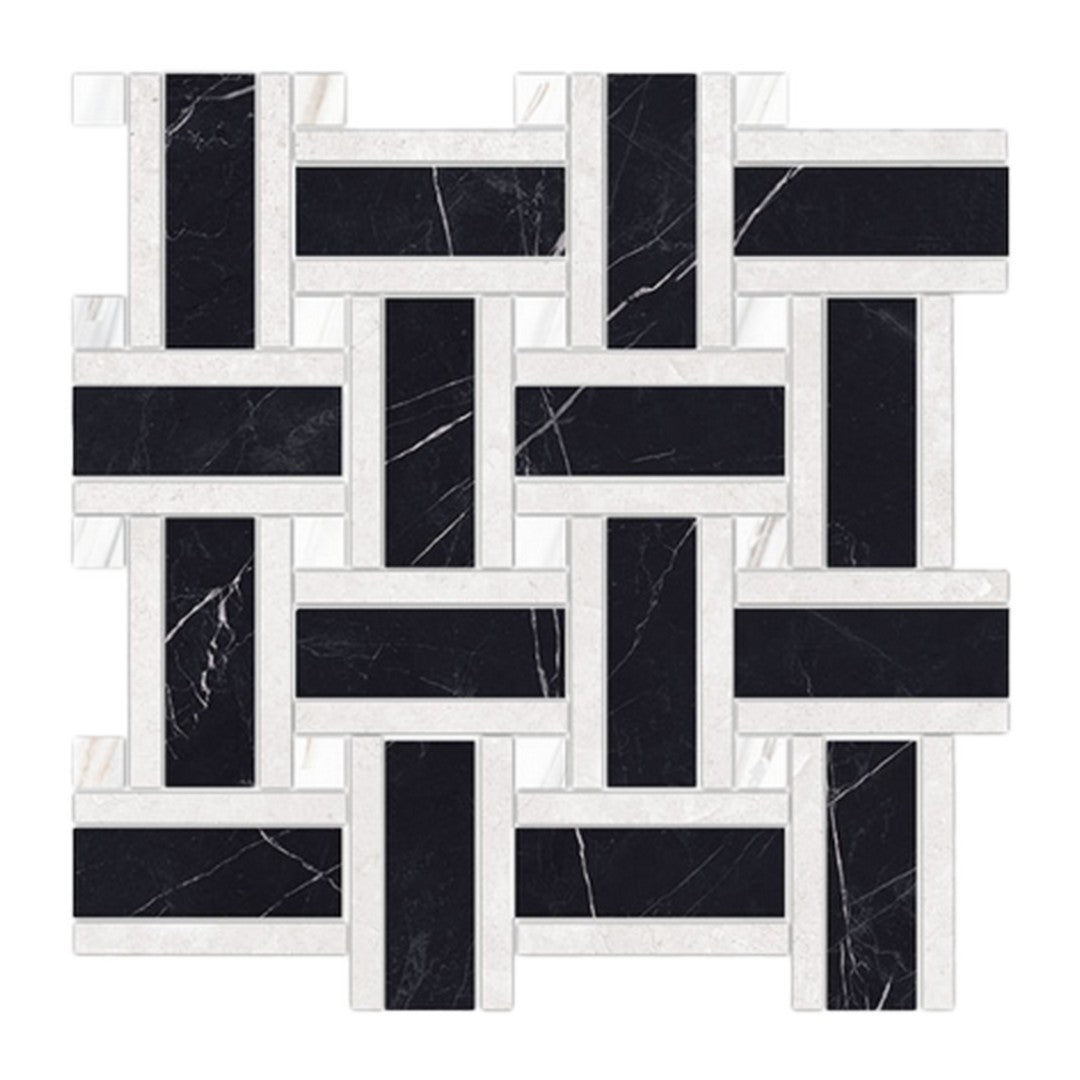 Keystone Marquina Polished Porcelain Basket Mosaic