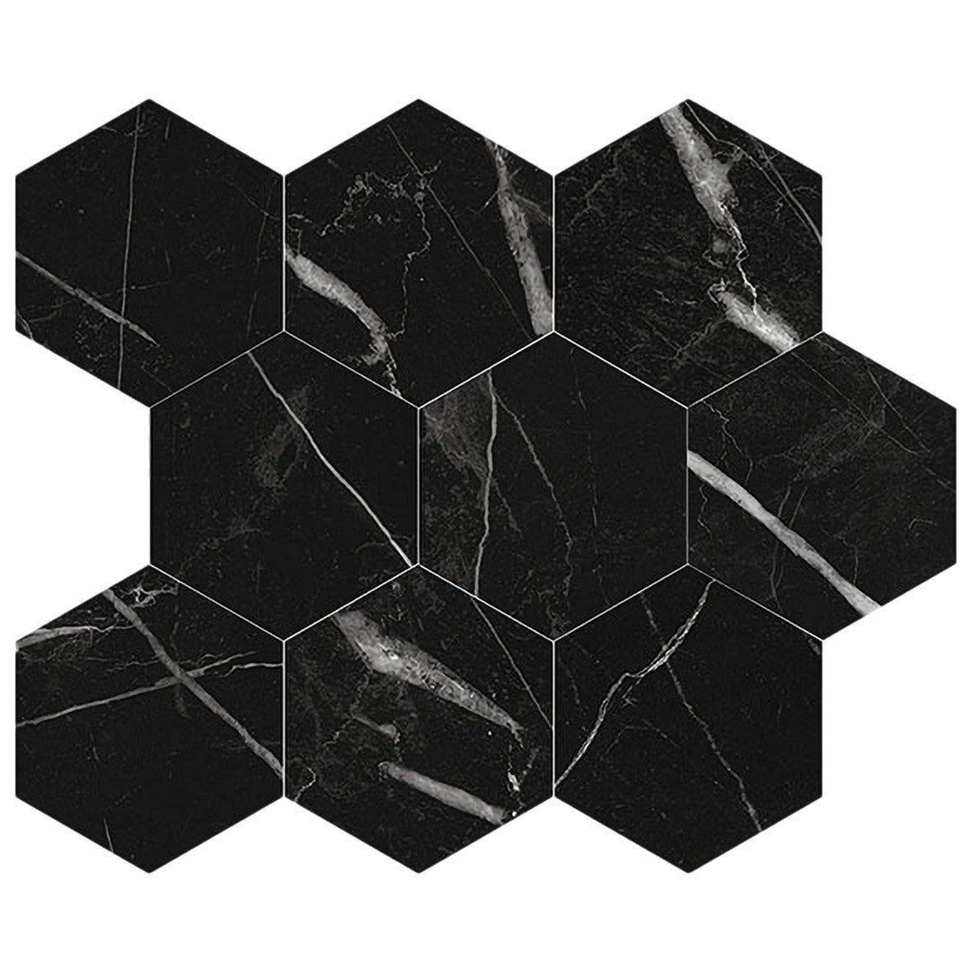 Keystone Marquina 12" x 12" Polished Porcelain Hexagon Mosaic