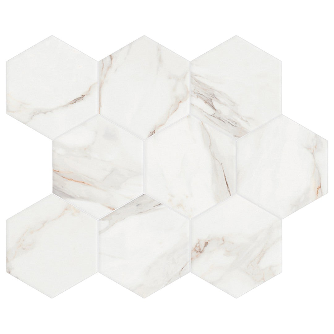 Keystone Calacatta 12" x 12" Polished Porcelain Hexagon Mosaic
