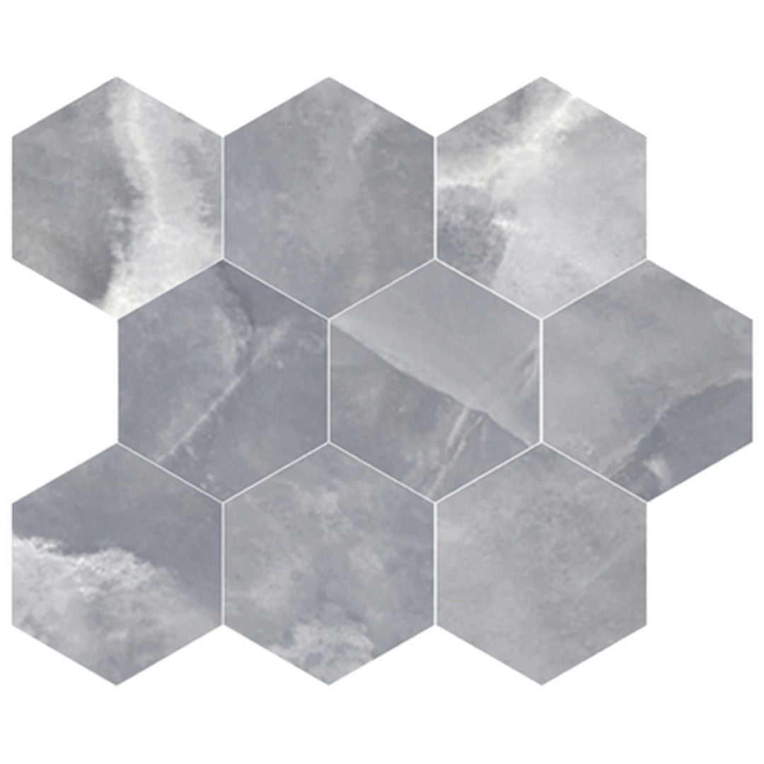 Keystone Onyx Grey 12" x 12" Polished Porcelain Hex Mosaic
