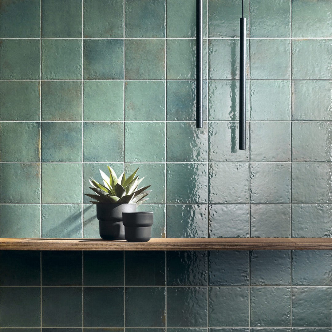 Keystone-Oxida-6.5"-x-6.5"-Glossy-Porcelain-Pool-Tile-Green